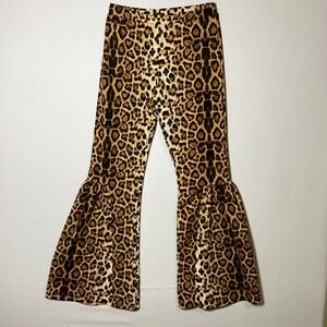 Park Avenue Medium Leopard Print Bell Bottom Flare Pants Animal Print Boho